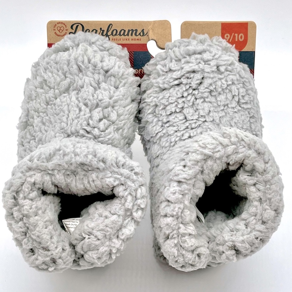 NWT Kids’ Dearfoams Sherpa Slipper Boots in Gray, Size 9/10